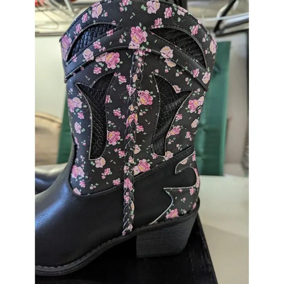 Pierre Dumas Wilder-54 Floral Cowboy Boots Black Women's Size 10M Western Boho - Picture 7 of 13